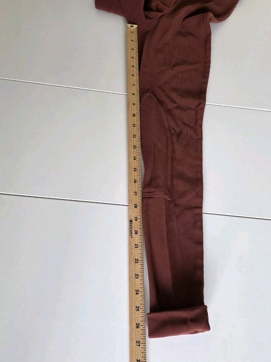 American Apparel Riding Pant M Rust Brown Ribbed Equestrian High Rise Stretch - Picture 6 of 16